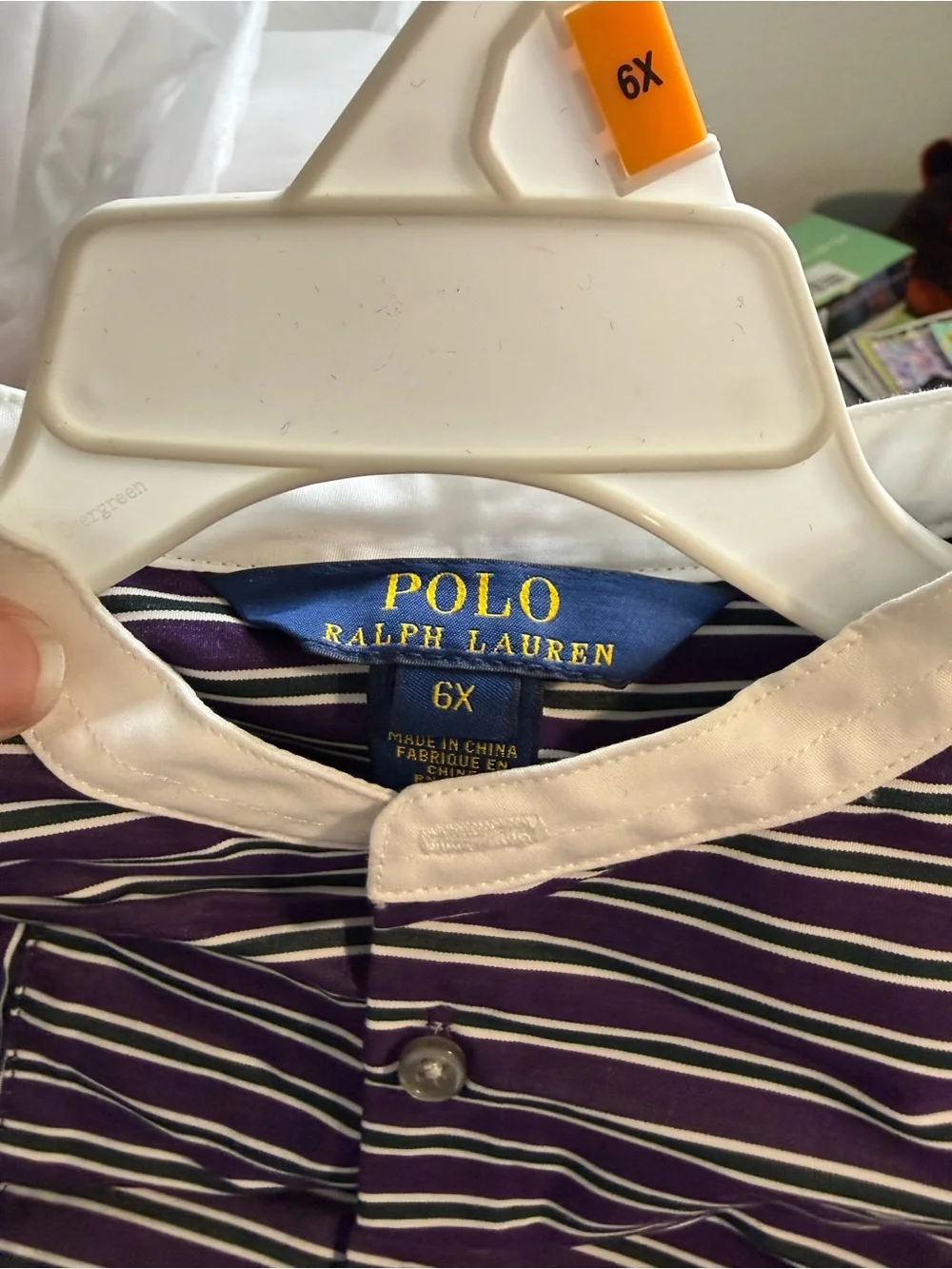 Ralph Lauren Purple Striped Girls' Dress with White Collar